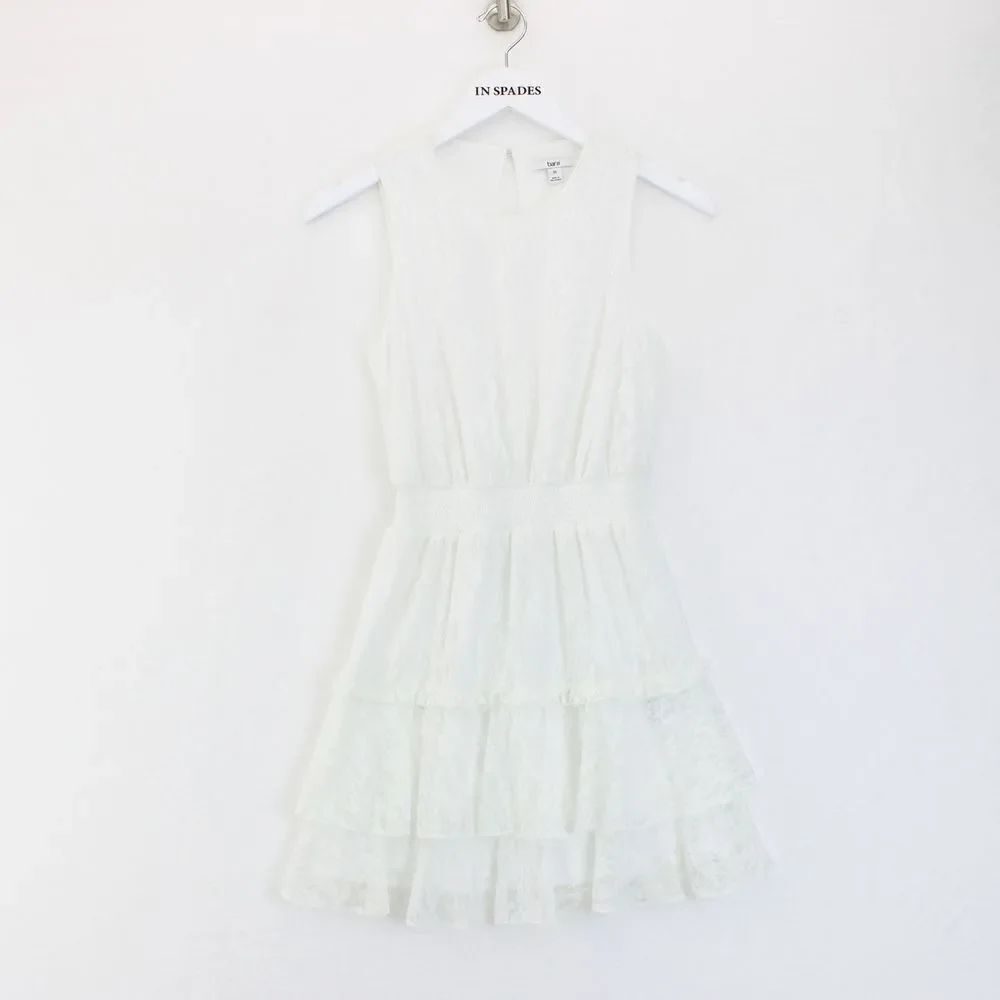 Bar III White Lace Dress with Ruffle